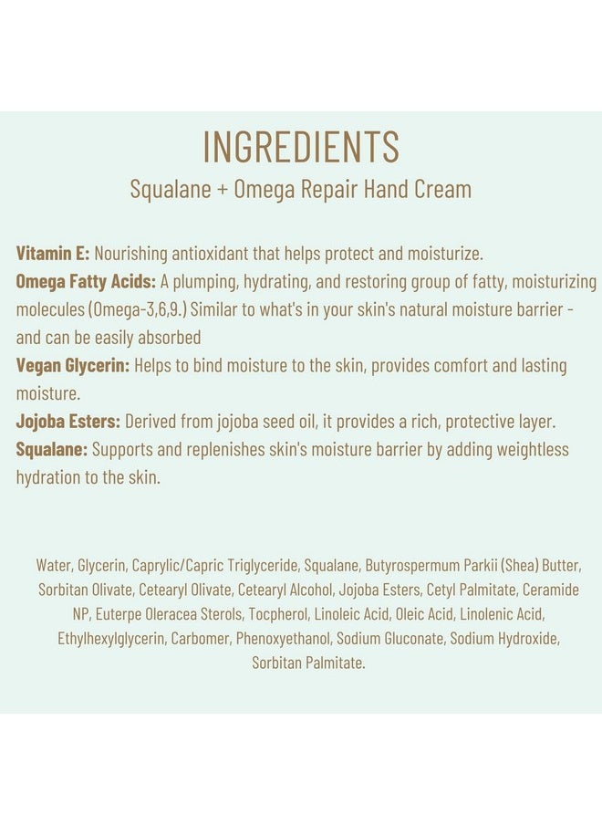 Biossance Squalane + Omega Repair Hand Cream. Deeply Moisturizing and Protective Hand Repair Treatment for Immediate Relief and Smooth Hands (2.5 oz)