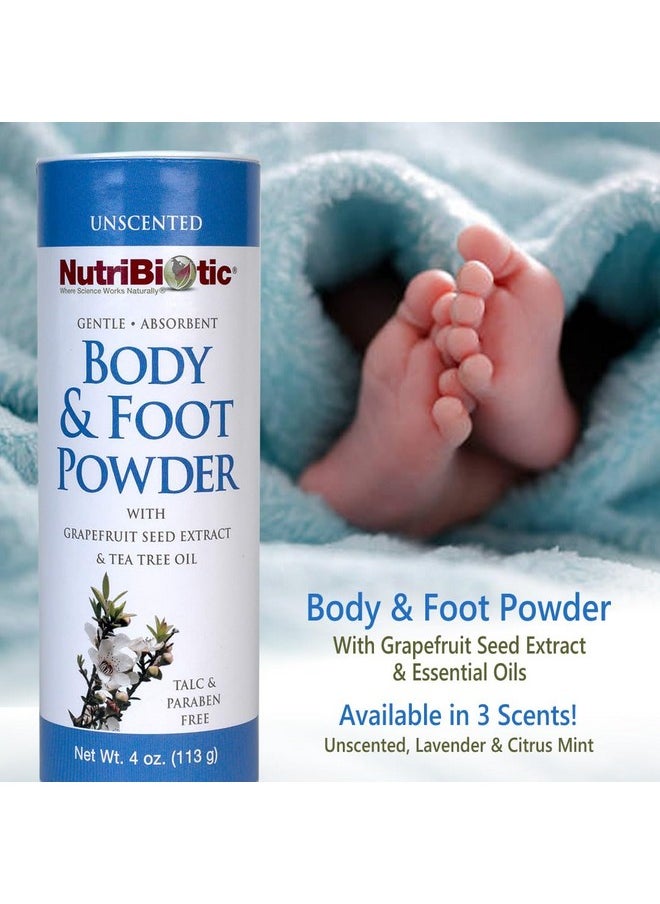 NutriBiotic - Body & Foot Powder, Unscented, 4 Oz | with Grapefruit Seed Extract & Tea Tree Oil | Vegan & Non-GMO | Talc, Paraben & Gluten Free | Gentle & Absorbent