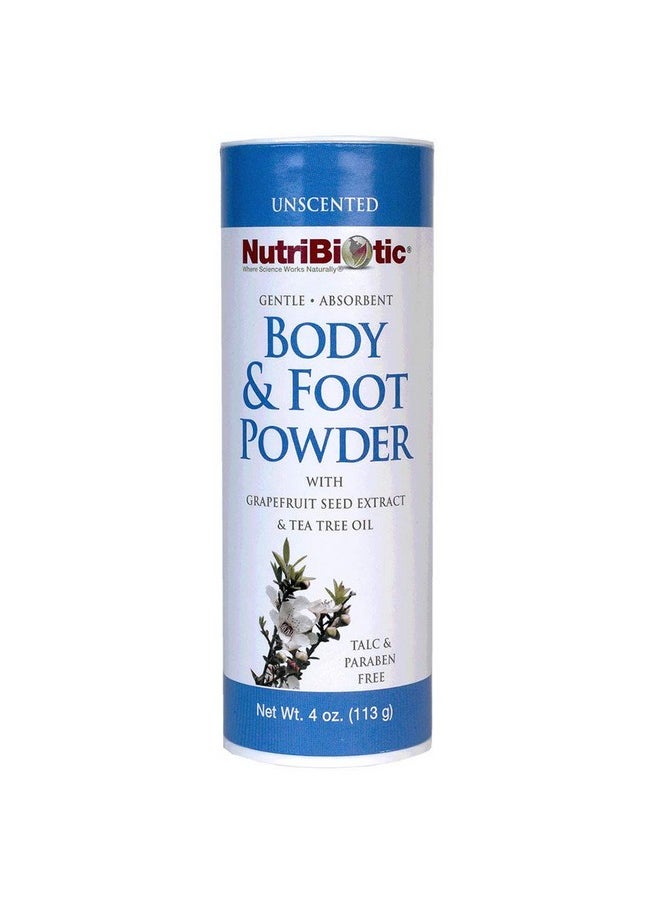 NutriBiotic - Body & Foot Powder, Unscented, 4 Oz | with Grapefruit Seed Extract & Tea Tree Oil | Vegan & Non-GMO | Talc, Paraben & Gluten Free | Gentle & Absorbent