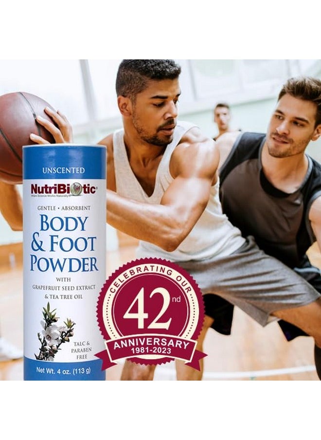 NutriBiotic - Body & Foot Powder, Unscented, 4 Oz | with Grapefruit Seed Extract & Tea Tree Oil | Vegan & Non-GMO | Talc, Paraben & Gluten Free | Gentle & Absorbent