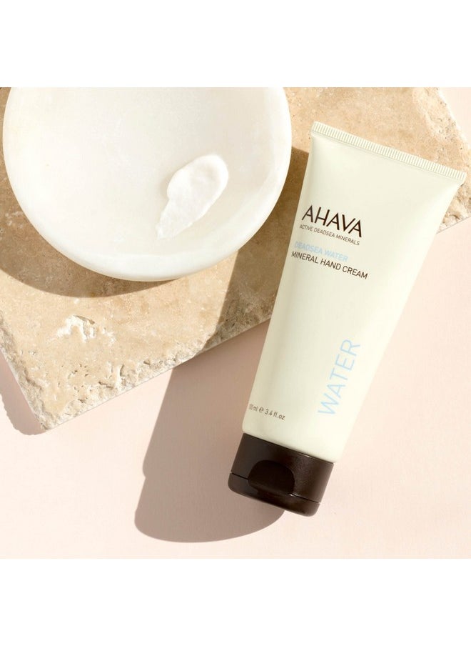 AHAVA Dead Sea Water Mineral Hand Cream - Hand Moisturizer For Dry Cracked Hands, Light & Fast Absorbing, Enriched with Exclusive blend Osmoter, Smoothing Witch Hazel & Soothing Allantoin, 3.4 Fl.Oz