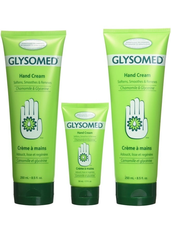 Glysomed Hand Cream Combo 3 Pack (2 X Large Tube 8.5 Fl Oz + 1 X Purse Size 1.7 Fl Oz)