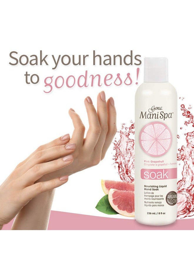 Gena Mani Spa Liquid Hand Soak | Softens, Moisturizes Hands, Nails, and Cuticles For Great Manicure Pre Treatment | Made in the USA |Grapefruit Scent |8 Oz