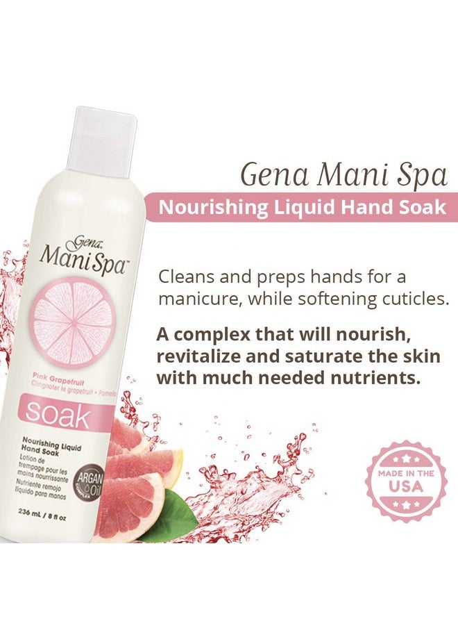 Gena Mani Spa Liquid Hand Soak | Softens, Moisturizes Hands, Nails, and Cuticles For Great Manicure Pre Treatment | Made in the USA |Grapefruit Scent |8 Oz