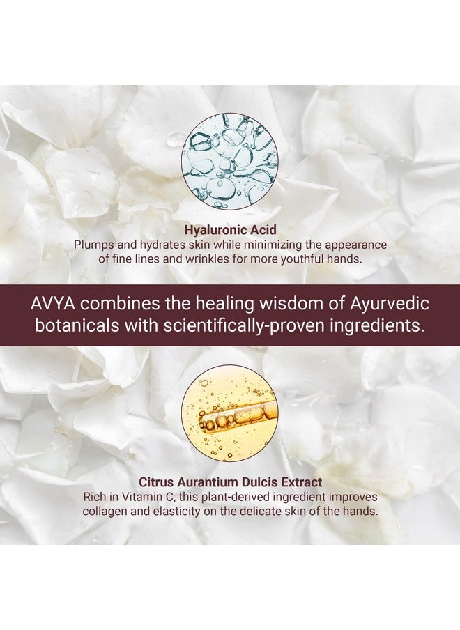 AVYA Hydrating Hand Lotion for Dry Skin - Nourishing Hand Healing Treatment for Dry and Ashy Skin/Hyaluronic Acid and Citrus Stem Cell Technology/Advanced Ayurvedic Skincare (2oz)