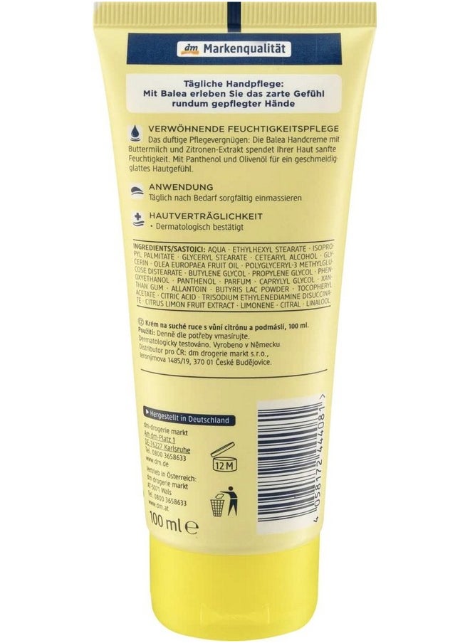Hand Cream Buttermilk & Lemon with Panthenol and Olive Oil 2 x 100 ml, Germany.