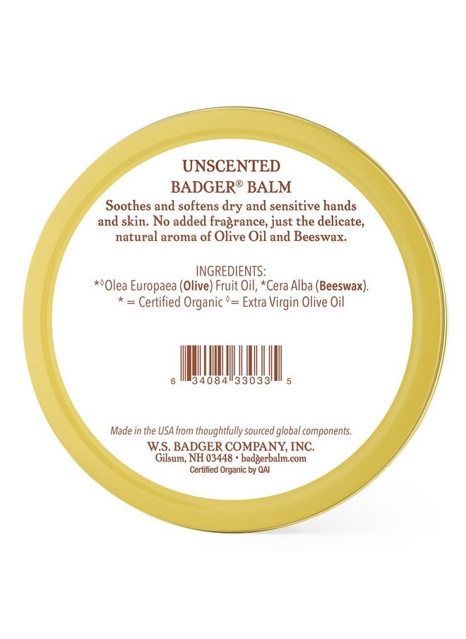 Badger - Unscented Dry Skin Balm, Sensitive Skin Balm, Moisturizing Balm for Dry Cracked Skin, Unscented Balm, Skin Moisturizer Balm, 2 oz