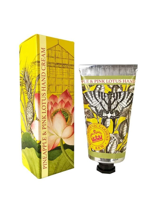 The English Soap Company Royal Botanical Gardens Kew Hand Cream, Luxury Pineapple Hand Cream, Moisturising Hand Cream for Men and Women, Pineapple and Pink Lotus Scent 75ml