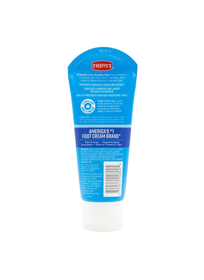 O'Keeffe's for Healthy Feet Foot Cream; Guaranteed Relief for Extremely Dry; Cracked Feet; Clinically Proven to Instantly Boost Moisture Levels; 3.0 Ounce Tube; (Pack of 1)