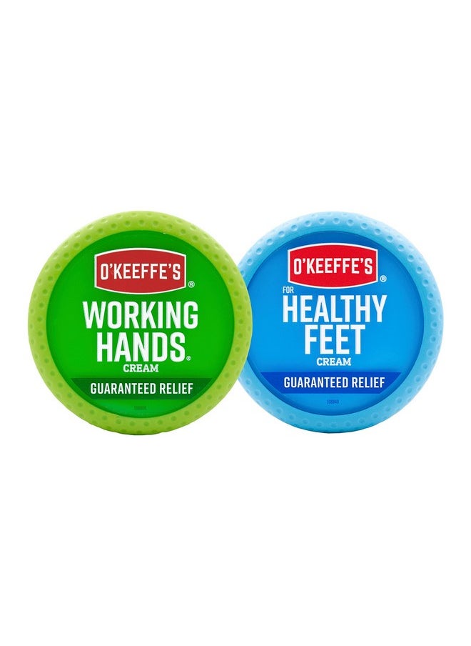 O'Keeffe's Working Hands Hand Cream, 3.4 Ounce Jar and Healthy Feet Foot Cream, 3.2 Ounce Jar
