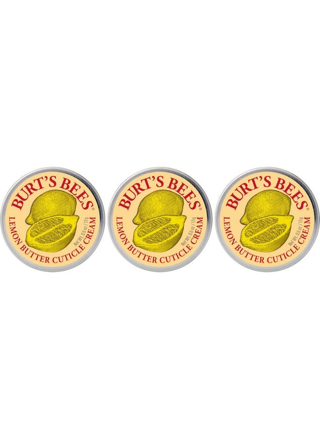 Burt's Bees Christmas Gifts, Hand Skin Care Stocking Stuffers, Moisturizing Cuticle Cream for Dry Skin, 100% Natural Origin, with Lemon Butter, 0.6 oz. (3-Pack)