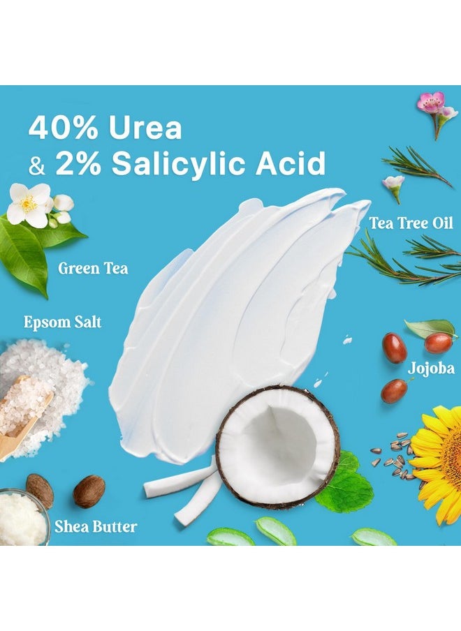 Ebanel Urea Cream 40% plus Salicylic Acid 2%, Foot Cream for Dry Cracked Heels Feet Knees Elbows Hands, Foot Dead Skin Cuticle Callus Remover Toenail Softener, Keratolytic Skin Barrier Repair Cream
