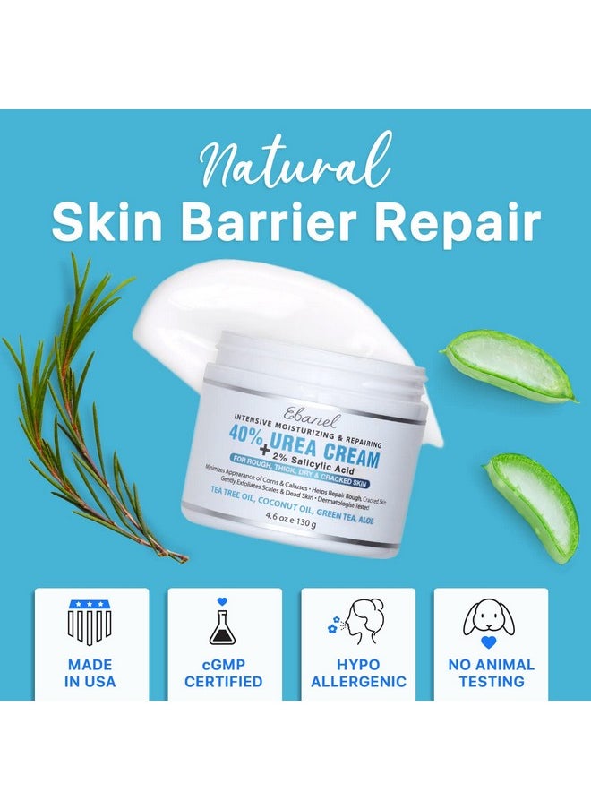 Ebanel Urea Cream 40% plus Salicylic Acid 2%, Foot Cream for Dry Cracked Heels Feet Knees Elbows Hands, Foot Dead Skin Cuticle Callus Remover Toenail Softener, Keratolytic Skin Barrier Repair Cream