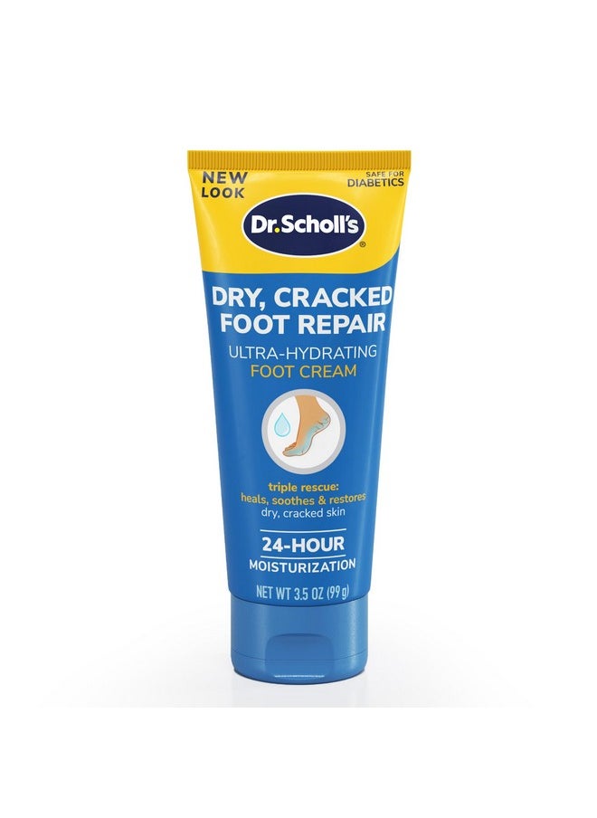 Dr. Scholl's Dry, Cracked Foot Repair Ultra-Hydrating Foot Cream Moisturizer, 3.5 oz, Skin Care Foot Lotion with 25% Urea for Dry Cracked Feet, Heals and Moisturizes for Healthy Feet