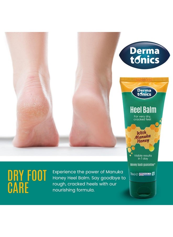 Dermatonics Manuka Honey Heel & Elbow Cream - Moisturizing & Exfoliating Care for Dry, Cracked Heels & Feet, Softening Callus Remover, Hydrating Foot Balm for Smooth, Healthy Skin - 2.37 fl oz Tube