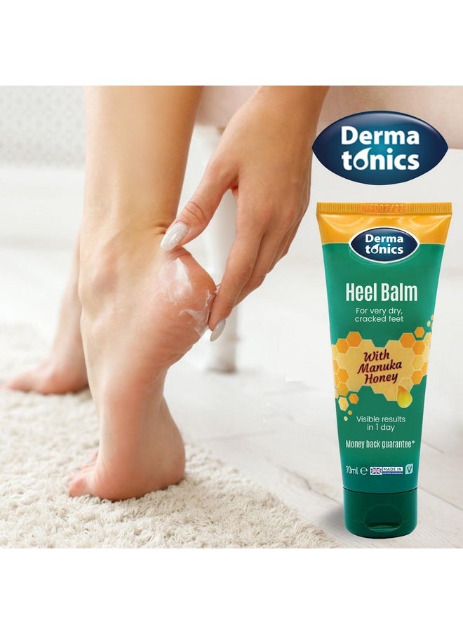 Dermatonics Manuka Honey Heel & Elbow Cream - Moisturizing & Exfoliating Care for Dry, Cracked Heels & Feet, Softening Callus Remover, Hydrating Foot Balm for Smooth, Healthy Skin - 2.37 fl oz Tube