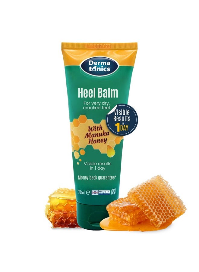 Dermatonics Manuka Honey Heel & Elbow Cream - Moisturizing & Exfoliating Care for Dry, Cracked Heels & Feet, Softening Callus Remover, Hydrating Foot Balm for Smooth, Healthy Skin - 2.37 fl oz Tube