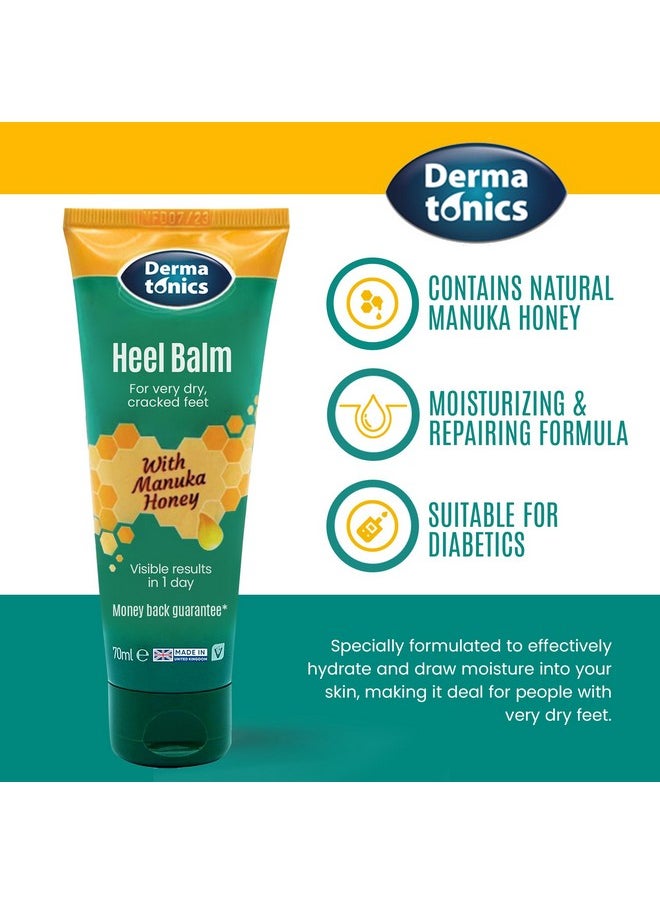 Dermatonics Manuka Honey Heel & Elbow Cream - Moisturizing & Exfoliating Care for Dry, Cracked Heels & Feet, Softening Callus Remover, Hydrating Foot Balm for Smooth, Healthy Skin - 2.37 fl oz Tube