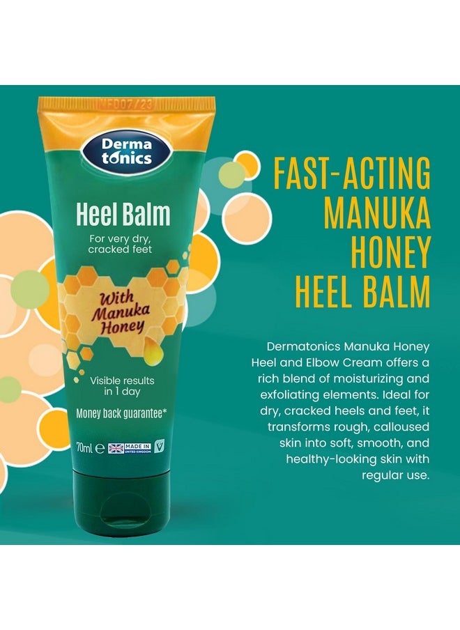 Dermatonics Manuka Honey Heel & Elbow Cream - Moisturizing & Exfoliating Care for Dry, Cracked Heels & Feet, Softening Callus Remover, Hydrating Foot Balm for Smooth, Healthy Skin - 2.37 fl oz Tube