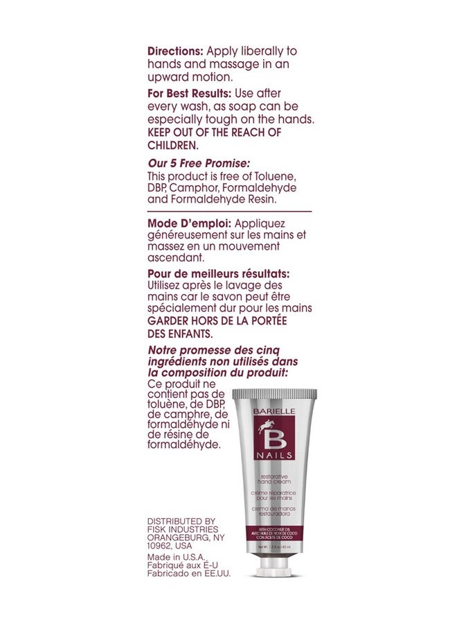 BARIELLE Restorative Hand Cream with Coconut Oil 1.45 ounce