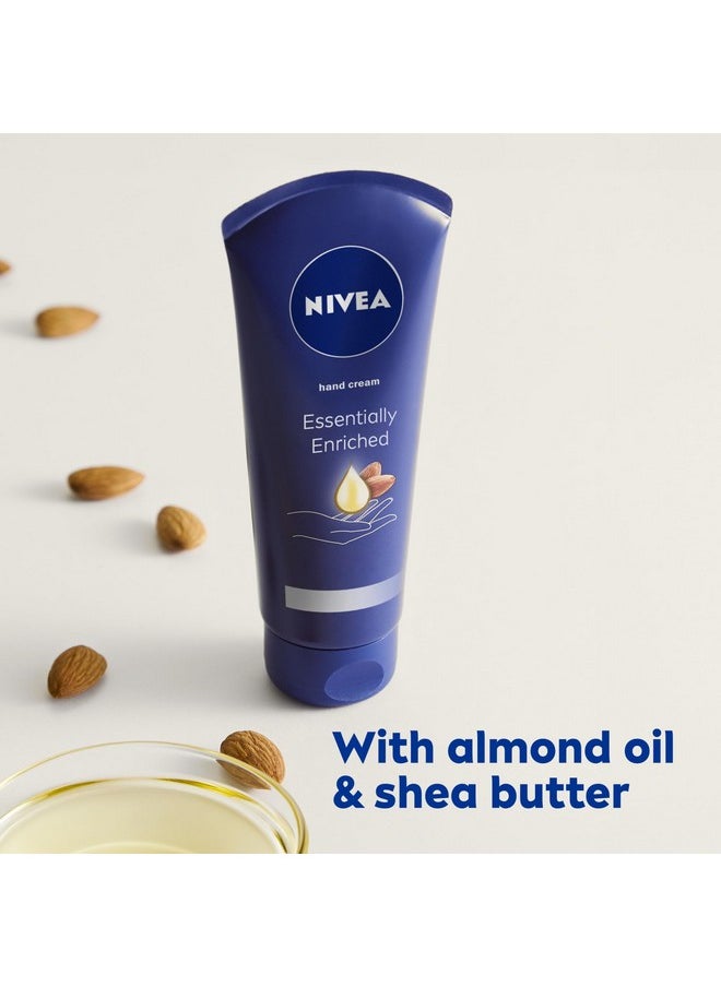 NIVEA Moisturizing Must-Haves Skin Care Set, Essentially Enriched Hand Cream with Almond Oil and Shea Butter, 2.6 Oz Tube (Pack of 2) + Moisture Lip Care Lip Balm, 0.17 Oz Stick (Pack of 2)