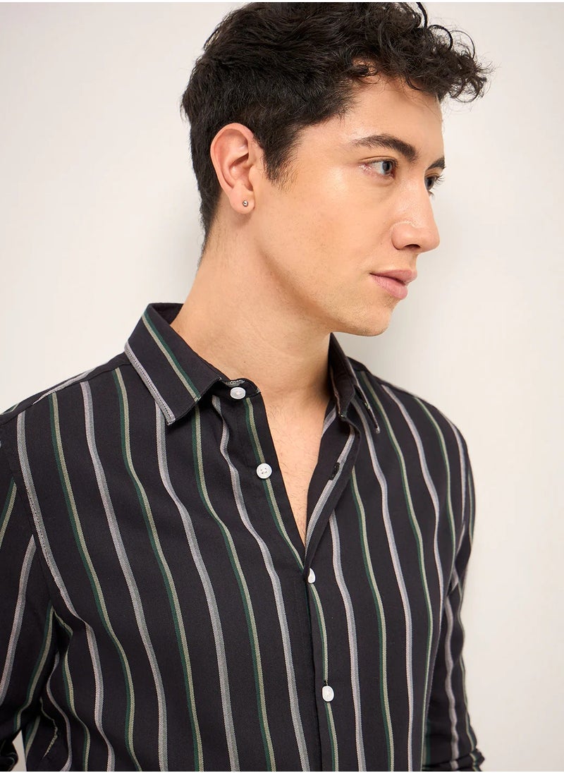 Cotton Shirt for Men | Slim Fit, Long Sleeve, Casual or Formal Button-Down | Soft, Breathable Fabric for Work, Everyday, & All-Season Wear in Stylish Colors