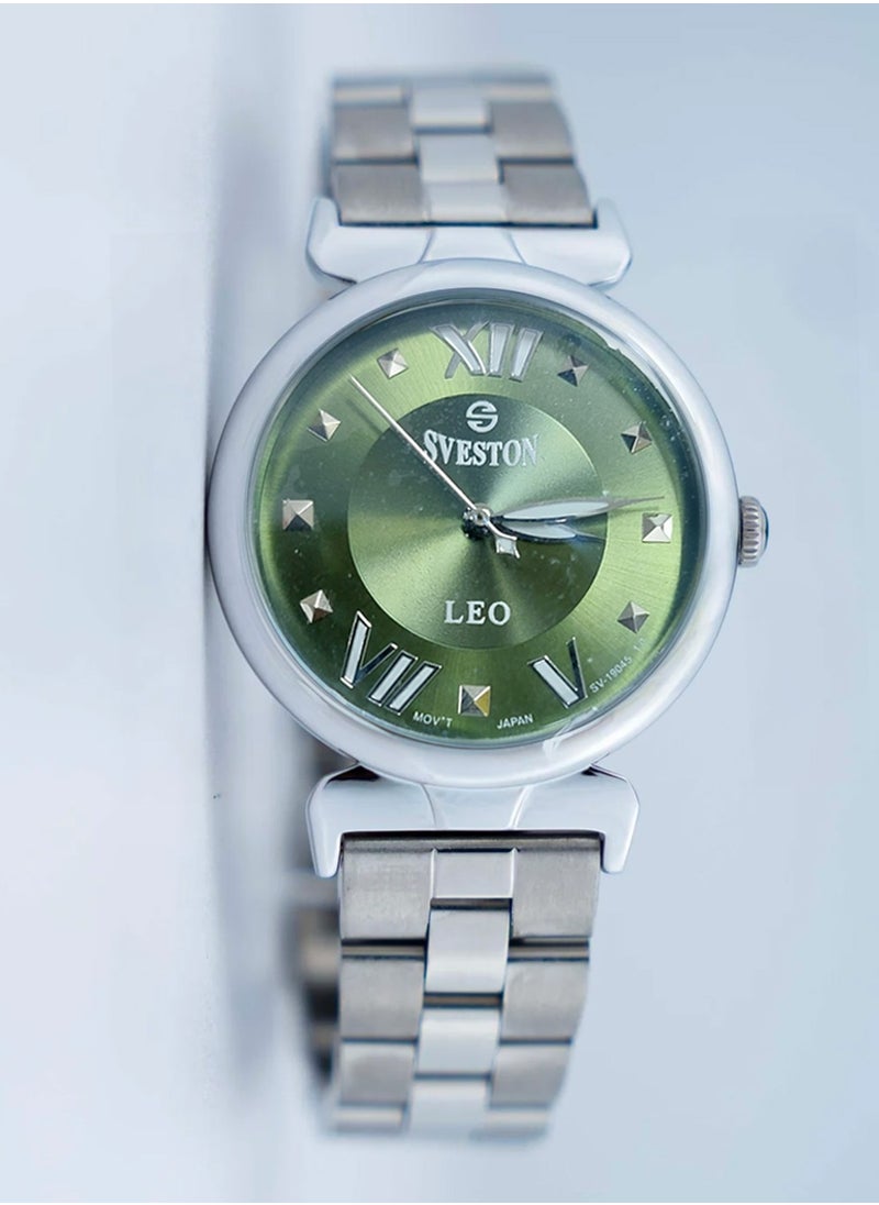 Leo Women's Analog Quartz Green Dial Stainless Steel Watch SV 19045