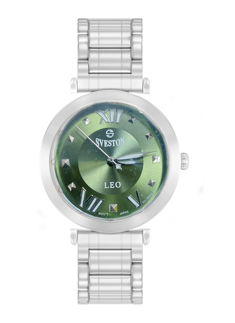 Leo Women's Analog Quartz Green Dial Stainless Steel Watch SV 19045