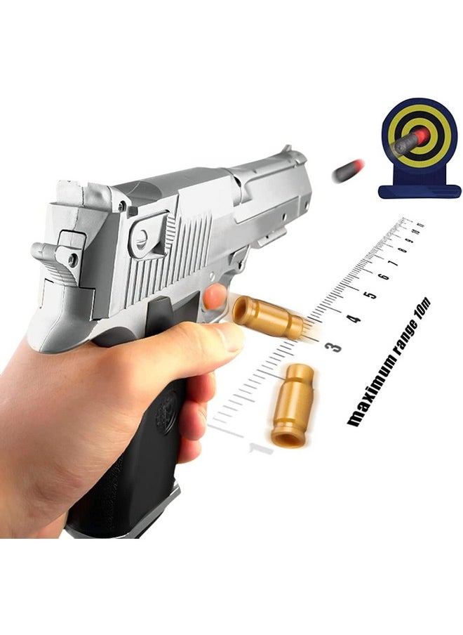 Home Buy Toy Gun with Jump Ejectinging Magazine, Soft Bullets & Pull Back Action, Pistol Toys for Boy Birthday Gift Item Foam Blaster Bullet Gun with 20 Pcs Darts (Silver)