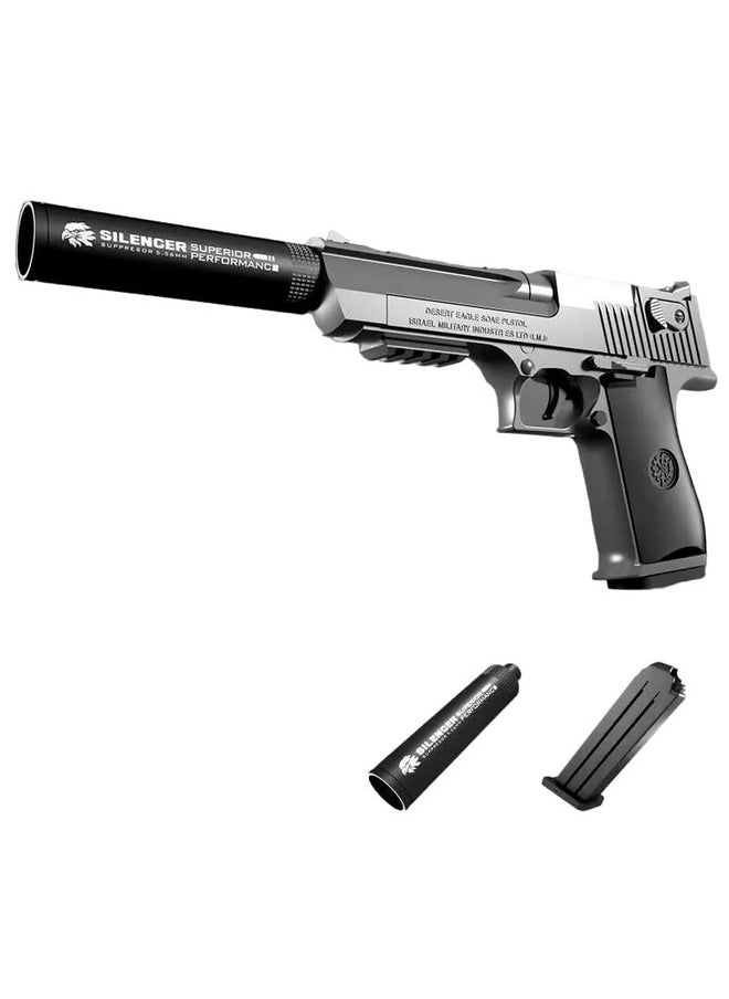 Home Buy Toy Gun with Jump Ejectinging Magazine, Soft Bullets & Pull Back Action, Pistol Toys for Boy Birthday Gift Item Foam Blaster Bullet Gun with 20 Pcs Darts (Silver)