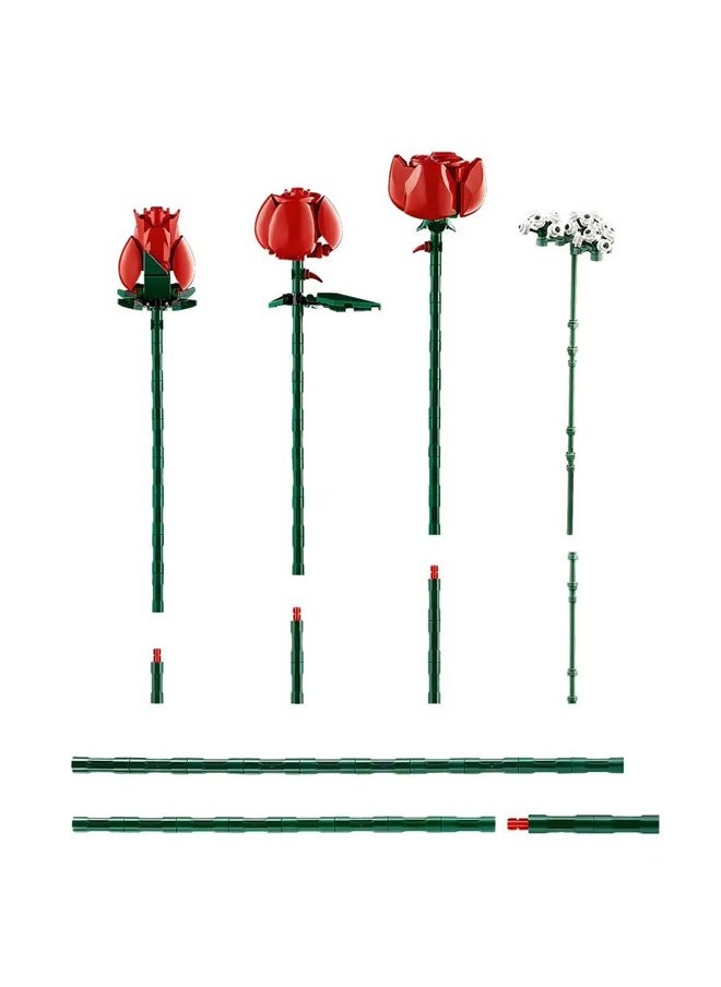 968PC Romantic Rose Flower Bouquet Building Blocks Creative Home Desk Plant Decoration Assemble Bricks Toys For Gifts Girls Lady