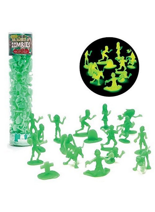 Zombie Action Figures - 100 Glow in The Dark Zombies with 14 Unique Sculpts - Includes Zombies, Zombie Pets, Gravestones, and Humans for Fun Xmas Stocking Stuffers & Christmas for Kids