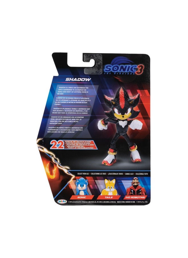 Sonic The Hedgehog Sonic 3 Movie Action Figures 5-Inch Shadow Collector Toy Figure, Highly Articulated for Boys Girls - Officially Licensed 3 Movie Product