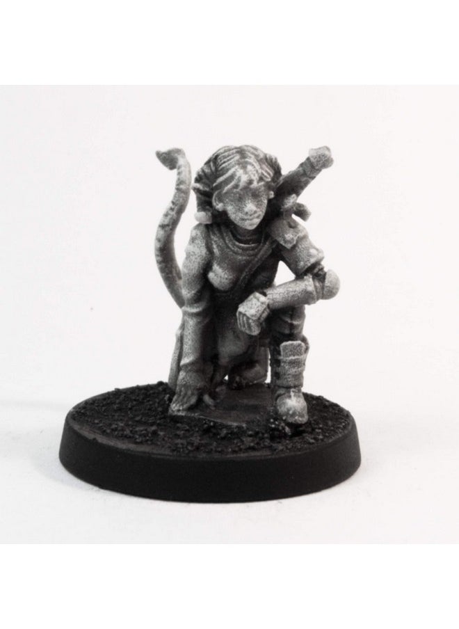 Stonehaven Miniatures Female Teifling Fighter Miniature Figure, 100% Pewter Metal - 22mm Tall - (for 28mm Scale Table Top War Games) - Made in USA