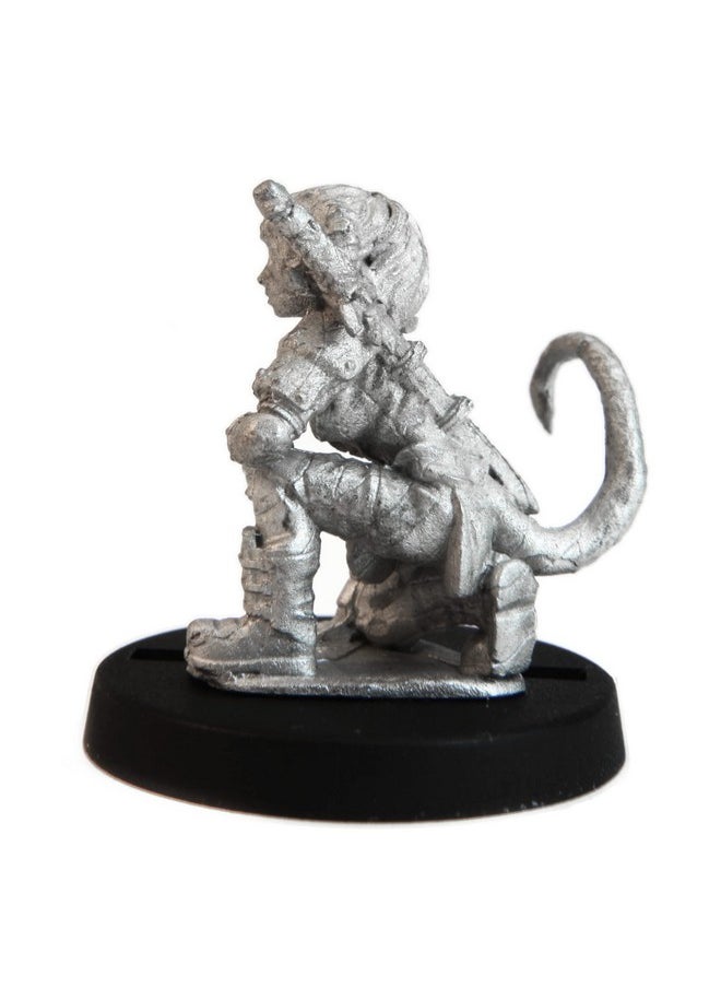 Stonehaven Miniatures Female Teifling Fighter Miniature Figure, 100% Pewter Metal - 22mm Tall - (for 28mm Scale Table Top War Games) - Made in USA