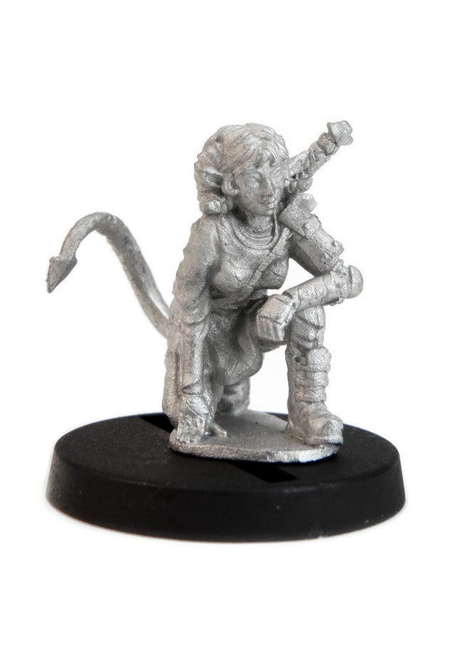 Stonehaven Miniatures Female Teifling Fighter Miniature Figure, 100% Pewter Metal - 22mm Tall - (for 28mm Scale Table Top War Games) - Made in USA