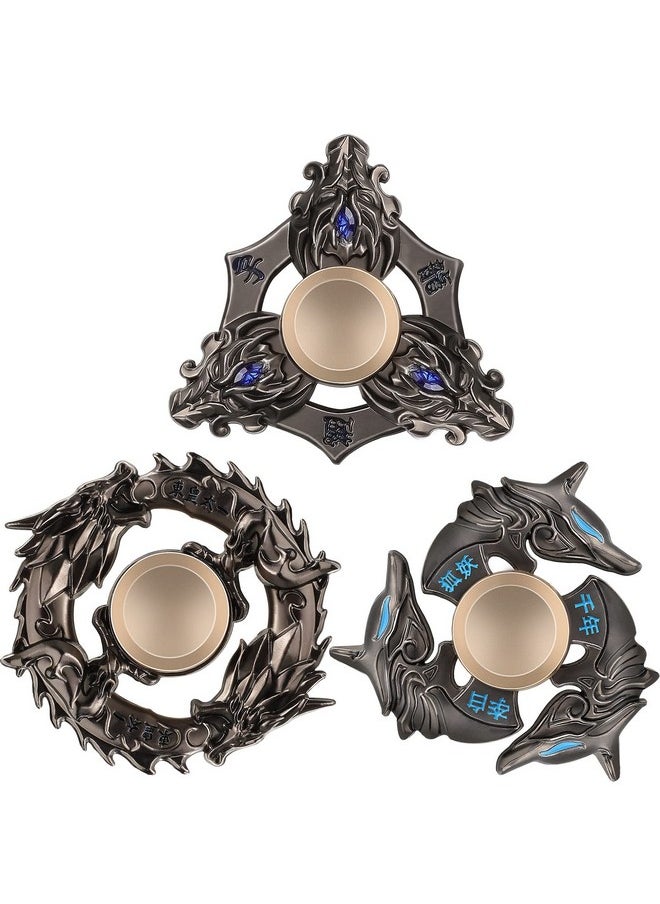3 Pieces Dragon Spinner Metal Spinners Cool Fingertip Spinners Metal Finger Spinner For Anxiety Stress Relief Toy Party Favor Christmas Gifts (Black)