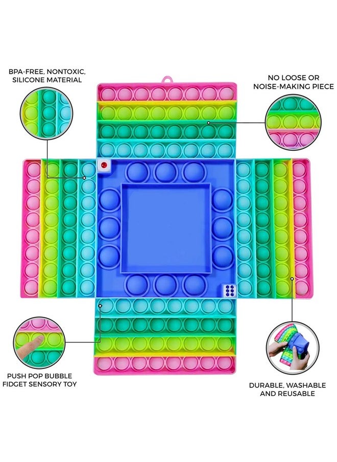 FunBlast Jumbo Pop Bubble Fidget Toys, Ludo Game Kids Toy Pop it Toys Set for 4 Players, Silicone Fidget Pop It (Multicolor) (4 Player Jumbo Pop it)