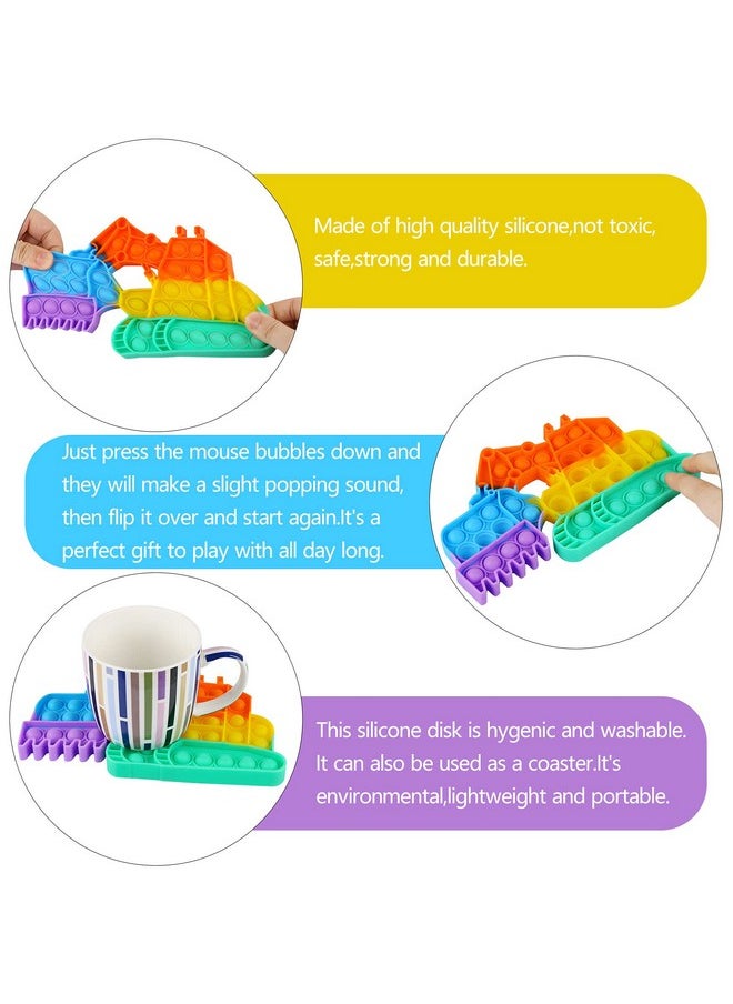 EVERMARKET 4 Pack Push Pop Bubble Sensory Fidget Toys,Rainbow Simple Fidget Toy Pack Bubble Popper Silicone Squeeze Toy Stress Relief Hand Toys Popping Game(Excavator,SUV,Aircraft, Police Car)