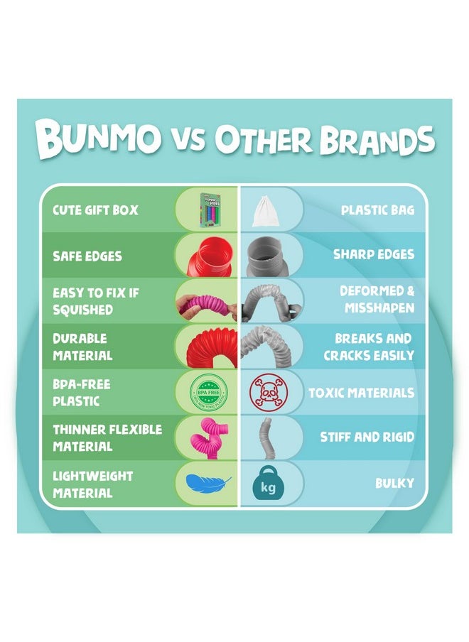 BUNMO Stocking Stuffers for Kids - Pop Tubes - Sensory Toys - Stocking Stuffers - Toddler Toys - Imaginative Play & Stimulating Creative Learning - Stocking Stuffers for Toddlers 3+ - 8 Pack Large
