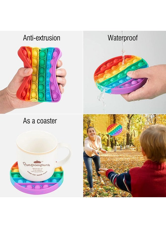 Toyshine Pack of 4- Circle, Square, Octagon and Curve Square - Fidget Popping Sounds Toy, BPA Free Silicone, Push Bubbles Toy for Autism Stress Reliever, Sensory Toy Pop It Toys
