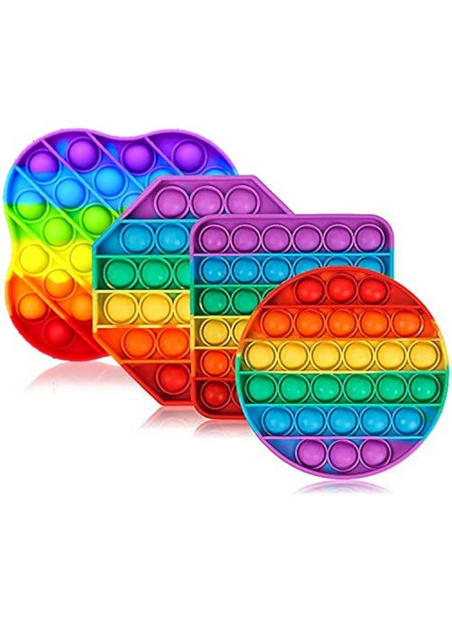 Toyshine Pack of 4- Circle, Square, Octagon and Curve Square - Fidget Popping Sounds Toy, BPA Free Silicone, Push Bubbles Toy for Autism Stress Reliever, Sensory Toy Pop It Toys