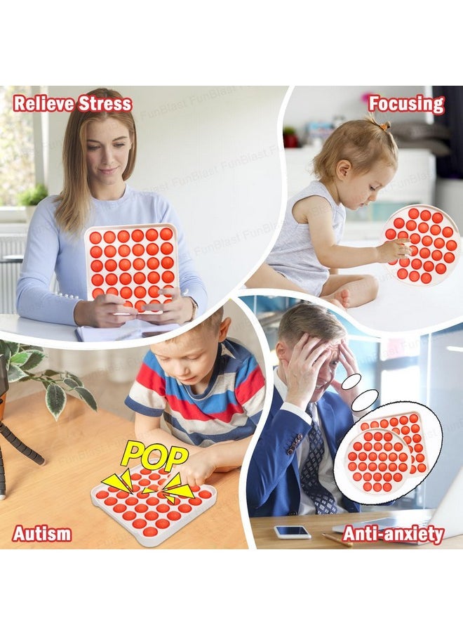 FunBlast Pop It - Popit Game, Poppet for Kids, Pop It Toy, Pop It Toys for Kids, Pop It Fidget Toy, Pop It Big, Square & Round Pop it Fidget Toy,Stress Relief Toys (Pack of 2 Pcs)