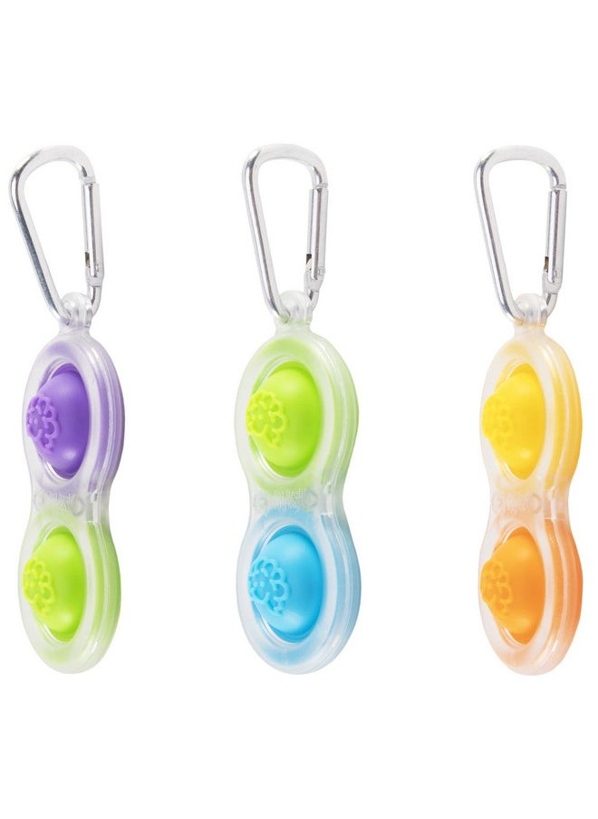 Fat Brain Toys Simpl Dimpl Clear 3 Pack - Popping Fidget Keychains, Kids & Adults