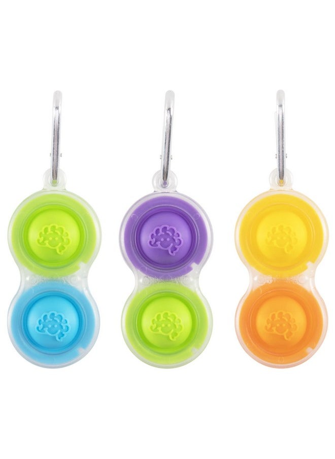 Fat Brain Toys Simpl Dimpl Clear 3 Pack - Popping Fidget Keychains, Kids & Adults