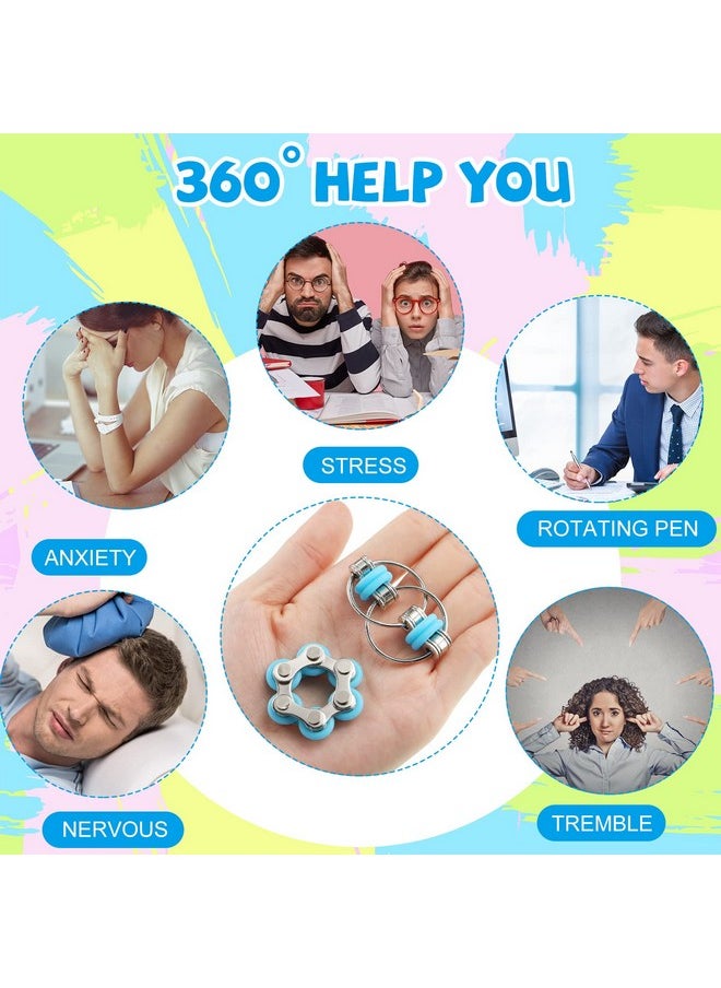 CHENGU 16 Pcs Fidget Toys Set Include 8 Six Roller Chain and 8 Key Flippy Chain Stress Reducer Bike Chain Toys Anxiety Relief Bike Chain for Adults ADHD, Add, Autism (Cute)