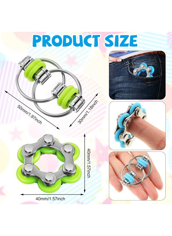 CHENGU 16 Pcs Fidget Toys Set Include 8 Six Roller Chain and 8 Key Flippy Chain Stress Reducer Bike Chain Toys Anxiety Relief Bike Chain for Adults ADHD, Add, Autism (Cute)