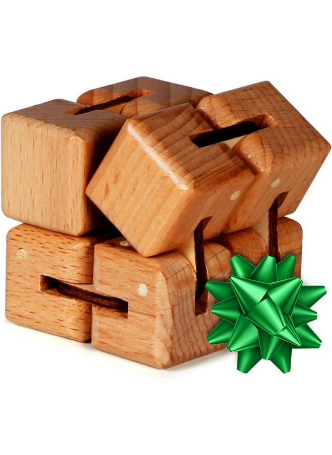 BUNMO Stocking Stuffers for Teens - Infinity Cube Fidget Toy - Stocking Stuffers for Teen Boys - Fidgets for Adults - Travel Toys - Gifts for Teenage Boys - 10 Year Old Boy Gift - 1 Pack Beech Wood