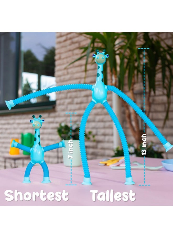 Boxgear 4 Pieces LED Telescopic Suction Cup Giraffe Toy, Shape Changing Telescopic Tube Fidget Toys, Pop Tubes, Fidget Tubes Sensory Toys for Girls Boys (Giraffe)