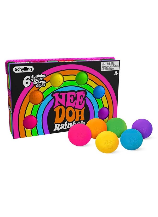 Schylling NeeDoh Rainboh Teenie - Sensory Fidget Toy - 6 Mini Groovy Globs - Ages 3 to Adult